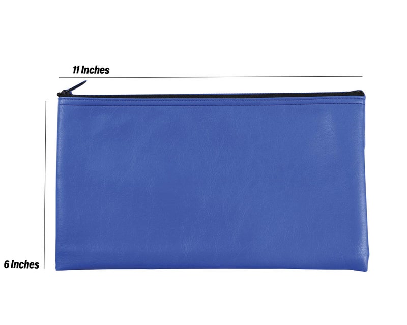 Manaloom Security Bank Deposit/Utility Zipper Coin Bags, 11 X 6 Inches - Leather Zipper Pocket Money Holder, safe for Cash, Coins, Legal Documents, Receipts - Blue - 2 Pack - Image 3